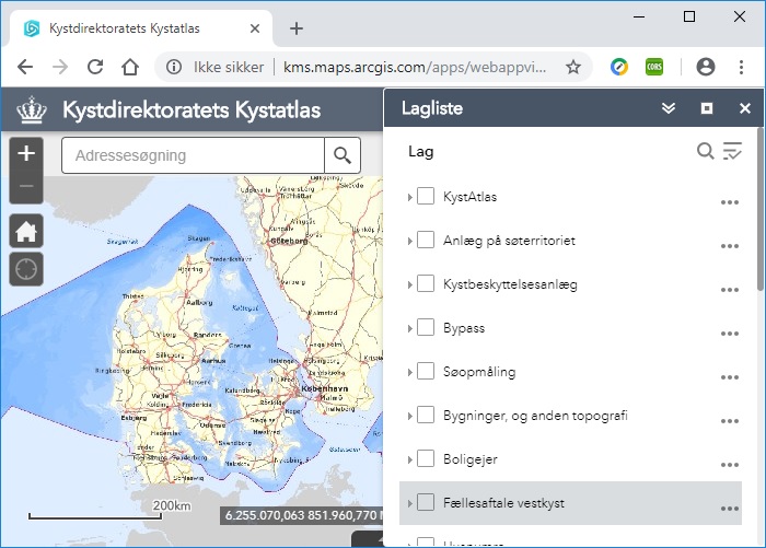 Data fra Kystatlas.dk